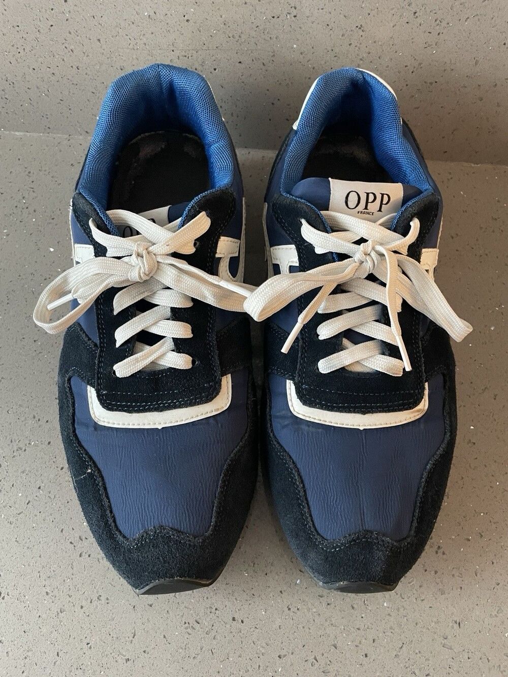 OPP 0S173168 French Navy Blue Orange Sneakers Men Size 10.5